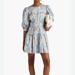 Diane Von Furstenberg Pastel Blue Patterned Mini Dress